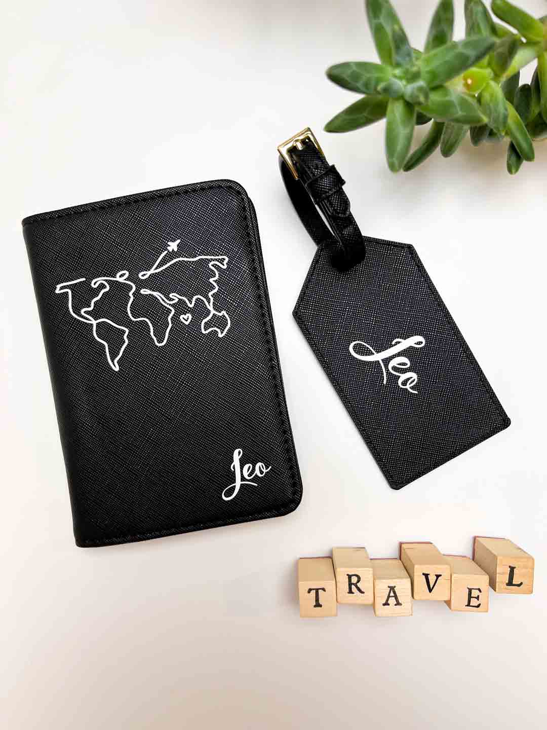 Set 4 Custodie Passaporto In Pelle PU Con Etichette Bagaglio - Portadocumenti Da Viaggio Unisex Nero E Bianco - Foto 10