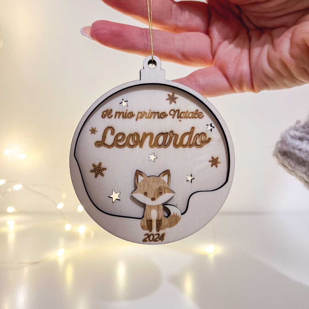 Pallina Natale Legno Personalizzata il mio primo Natale